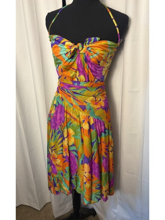Oscar de la Renta Other - Vintage 80’s Oscar de la Renta Floral Tropical One Piece Swim Set Size M